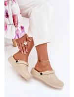 Piankowe Klapki Chodaki Damskie Beżowe Faylina Piankowe Klapki Chodaki Damskie Beżowe Faylina