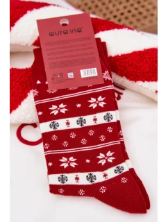 Pánské vánoční ponožky Liška v svetru červené