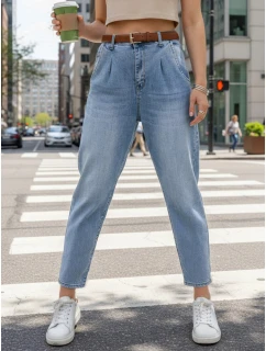 Dámske džínsové nohavice mom fit s opaskom FashionStreet UY2882