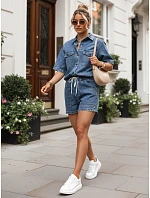 Dámska súprava s džínsovou košeľou a modrými šortkami FashionStreet AY1207 Dámska súprava s džínsovou košeľou a modrými šortkami FashionStreet AY1207
