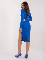 Modré ceruzkové šaty s rolákom (1473) Modré ceruzkové šaty s rolákom (1473)