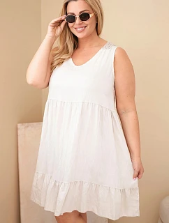 Dámské šaty Plus Size z viskózy s krajkou bez rukávů bílá