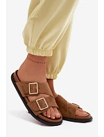 Dámské pantofle z imitace semiše zlaté Camel model 22125544 - Boto