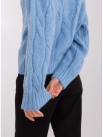 Svetlomodrý dámsky sveter s káblami