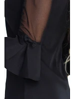 Trapézové šaty s rukávy a výstřihem do V černé model 22075172 - numoco