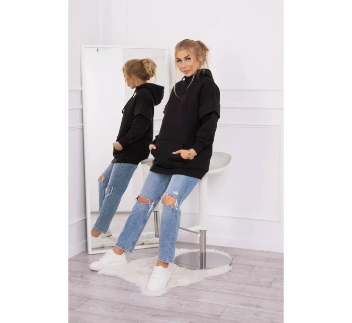 Zateplená mikina s model 18749382 zipem černá - K-Fashion