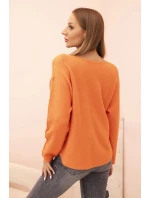 Dámský svetr z viskózy s výstřihem do V oranžový
