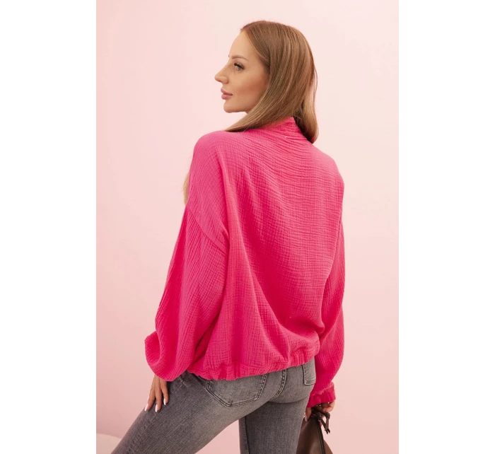 Dámská mušelínová košile s dlouhým rukávem růžová