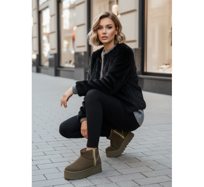 Dámske semišové zelené snežnice FashionStreet ZY1295
