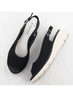 Dámske textilné sandále na platforme čierne Vinceza 97303