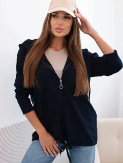 Dámska mikina s kapucňou a sťahovacou šnúrkou tmavomodrá