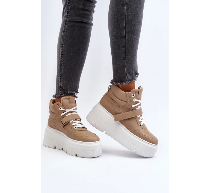 Zazoo 3450 Skórzane Sneakersy Damskie Beżowe