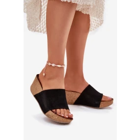 Dámske semišové papuče Cork Cork Black Zazoo 40311