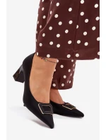 Lodičky na podpatku s ozdobnou sponou černé model 21704536 - Boto