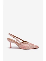 Sandály na podpatku s květinami Růžové Kelmira