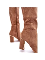 Dámske semišové čižmy na vysokom podpätku Kilrenita beige - Seastar