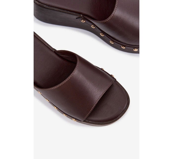 Dámske papuče na platforme 78-200 Tmavo hnedé - Stephan Paris Dámske papuče na platforme 78-200 Tmavo hnedé - Stephan Paris