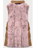 Elegantní vesta v barvě z eko kůže a kožešiny model 15831749 - S'WEST