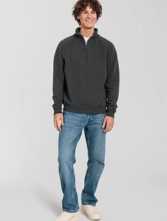 Fruit of the Loom Iconic Premium Zip Neck Sweat Těžká mikina s 1/4 zipem 16.2288 light graphite