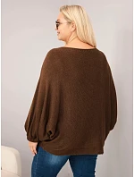 Dámský svetr Plus Size s příměsí vlny volného střihu hnědý Dámský svetr Plus Size s příměsí vlny volného střihu hnědý