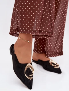 Dámské pantofle s ozdobným zlatým detailem Černé model 21918950 - Boto