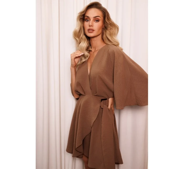 M785 Predĺžené mini šaty - čokoládové