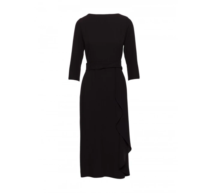 S425 Šaty s volánom - čierne