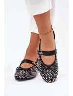 Dámske baleríny s mašľou a pásikom Zdivisa - čierne