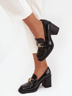 Dámske poltopánky so zlatými detailmi Privelle - čierne