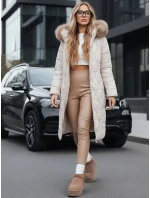 Dámská prošívaná zimní bunda s kožešinou ecru Dstreet model 21994864 - FashionStreet Dámská prošívaná zimní bunda s kožešinou ecru Dstreet model 21994864 - FashionStreet