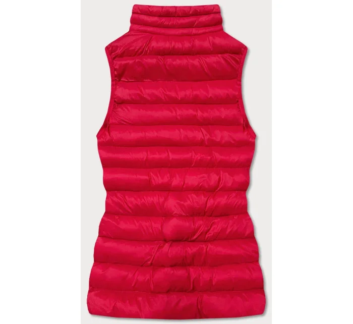 Tmavo červená krátka dámska prešívaná vesta (23077-275)