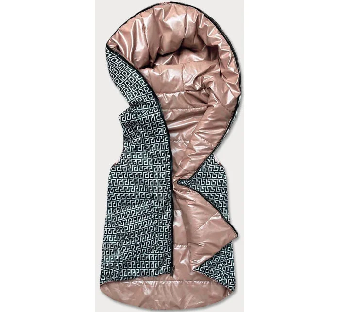 Béžová dámska rozšírená obojstranná vesta (B8005-51)