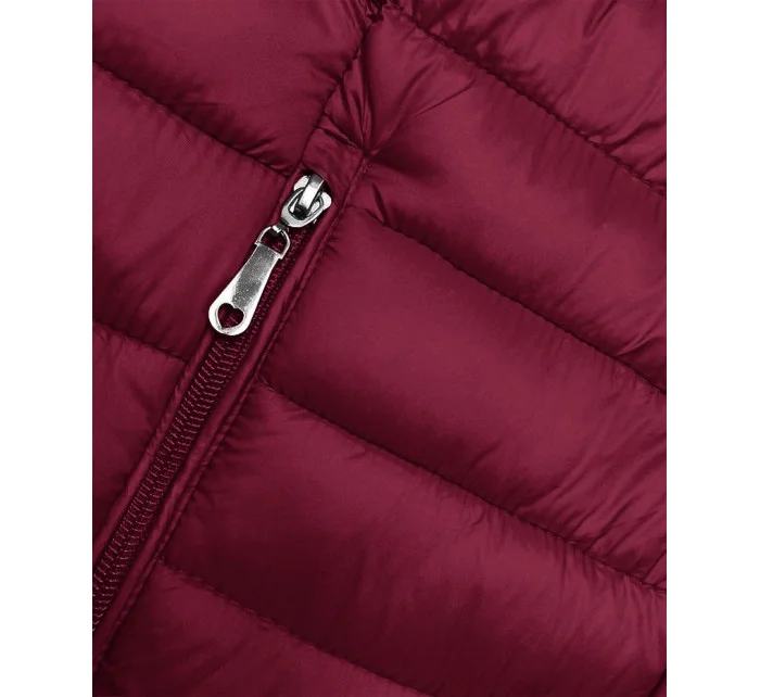 Prošívaná dámská bunda ve vínové bordó barvě se stojáčkem model 20973818 - J.STYLE