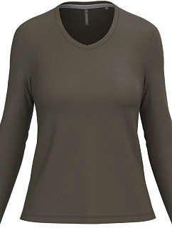 K 382 Dámské tričko do V s dl. rukávem model 22508354 dark khaki - Kariban