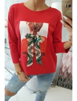 model 18743912 červená halenka s 3D grafikou - K-Fashion model 18743912 červená halenka s 3D grafikou - K-Fashion