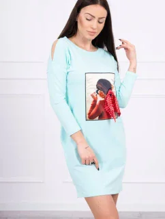 3D mätové šaty s potlačou hrášku a mašľou