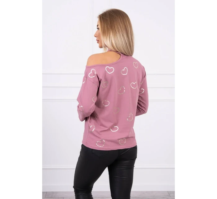 Halenka s potiskem srdce tmavě růžová Halenka s potiskem srdce tmavě růžová