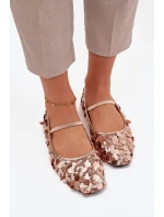 Baleríny Ozdobené Flitry Růžové Šampaňské Terlina Baleríny Ozdobené Flitry Růžové Šampaňské Terlina