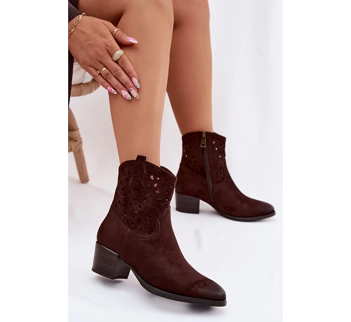 Dámské otevřené kotníkové boty Vinceza 58452 Čokoládové