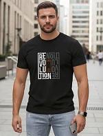 Pánske bavlnené tričko s potlačou revolution black FashionStreet NX0143R