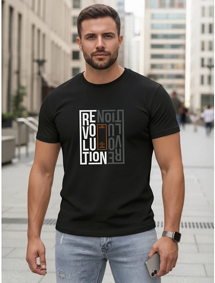 Tshirt męski z nadrukiem czarny model 22185605 - FashionStreet