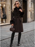 Płaszcz damski z odpinanym  brązowy model 22404904 - FashionStreet