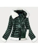 Tmavě zelená dámská bunda s límcem model 15851178 - Ann Gissy Tmavě zelená dámská bunda s límcem model 15851178 - Ann Gissy