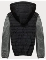 Čierno-grafitová pánska športová bunda z rôznych spojených materiálov (8M910-392)