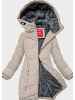 Svetlo béžová dámska zimná bunda so sťahovacím lemom LHD (LHD-24580)