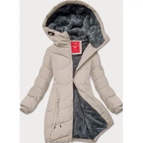 Svetlo béžová dámska zimná bunda so sťahovacím lemom LHD (LHD-24580)
