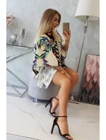 model 18746606 šaty s vázáním v pase ecru - K-Fashion