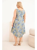 Dámske plus size viskózové šaty s kvetinovým vzorom na khaki ramienkach Dámske plus size viskózové šaty s kvetinovým vzorom na khaki ramienkach