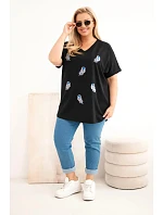 Dámská bavlněná halenka Plus Size s model 22185745 černá - K-Fashion Dámská bavlněná halenka Plus Size s model 22185745 černá - K-Fashion