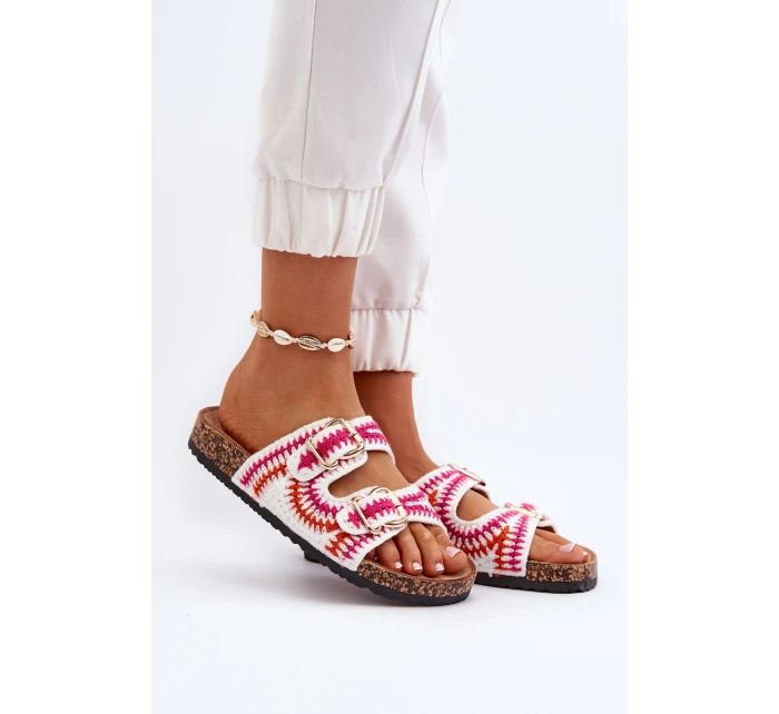 Damskie Klapki Na Korkowej Podeszwie Białe Fannea Damskie Klapki Na Korkowej Podeszwie Białe Fannea